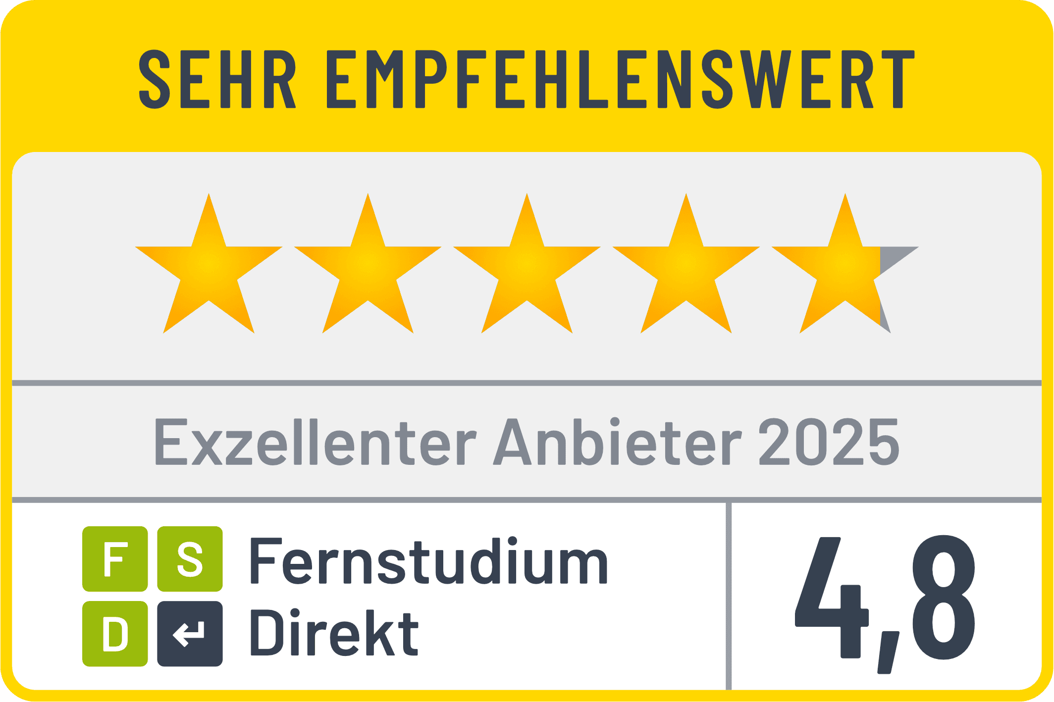 Auszeichnung exzellenter Anbieter 2025 von Fernstudium Direkt